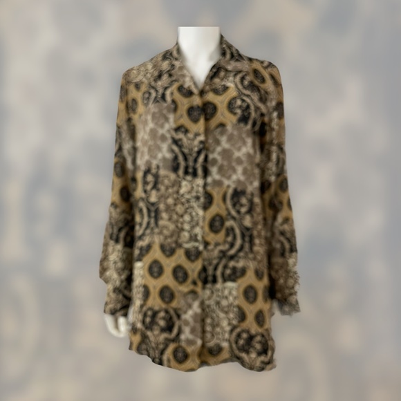 80's Disco Fever Caviar polyester Blouse ~ Boho, Hipster XL - Picture 2 of 4